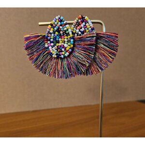 Statement Multicolor Beaded Fringe Earrings